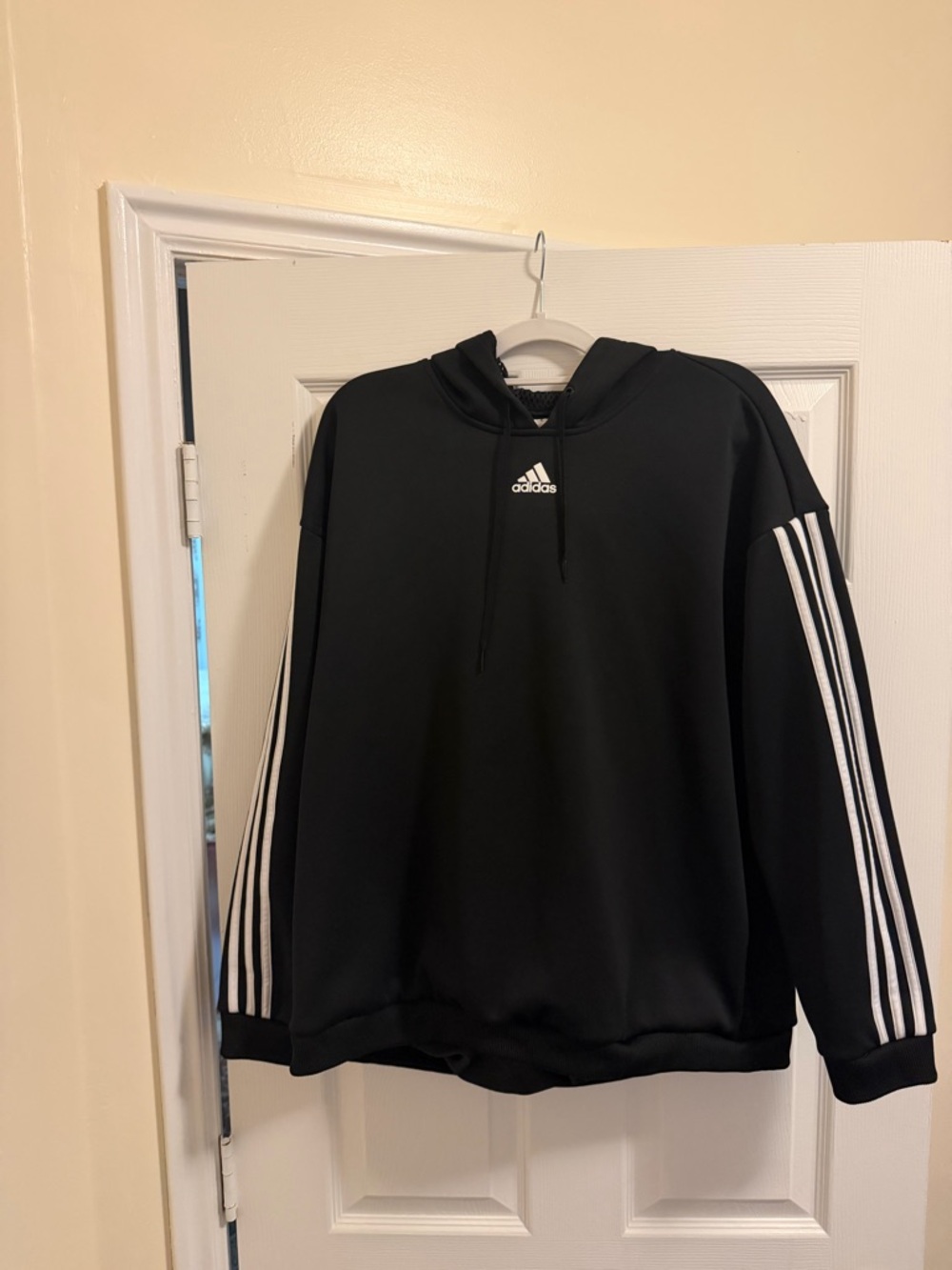 Adidas Women’s Black Hoodie Sweatshirt with Signature 3-Stripes